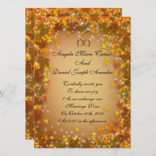 De herfst vertrekt Uitnodiging voor bruiloft (Voorkant / Achterkant)