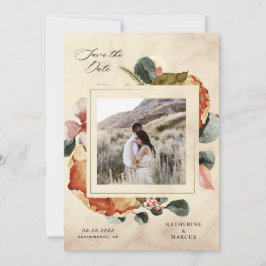 de herfst voelt elegant floral save the date kaart