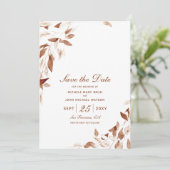 De herfst Waterverf bruine bladeren sparen de Kaar Save The Date (Staand voorkant)