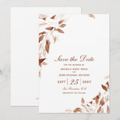 De herfst Waterverf bruine bladeren sparen de Kaar Save The Date (Voorkant / Achterkant)