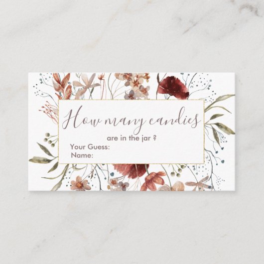 De herfst Wildbloemen raden hoeveel Snoepjes Informatiekaartje (Voorkant)