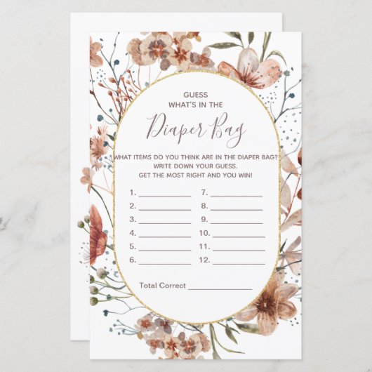 De herfst Wildbloemen raden wat er in de luier zak (Voorkant / Achterkant)