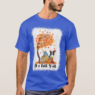 De Herfst Yall Border Collie Dog Pumpkin Autumn Bl T-shirt