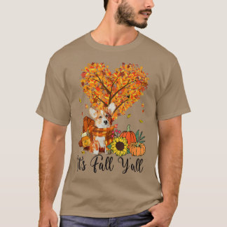De Herfst Yall Corgi Hondenliefhebbers Thanksgivin T-shirt