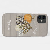 De Herfst Y'all Leopard Zebra Pumpkins w Grey Wood Case-Mate iPhone Case (Achterkant (horizontaal))