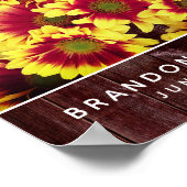 De herfst Zonnebloemen op de Rustic Fence Wedding Poster (Hoek)