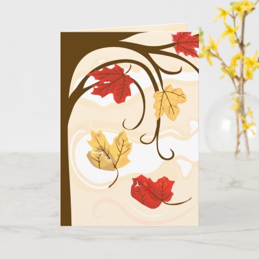 De herfstbladeren moeten Wenskaart Herfsten Kaart (Gele Bloem)