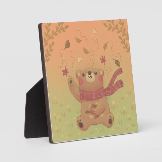 De herfstbladeren van de teddybeer fotoplaat (Voorkant)