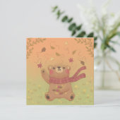 De herfstbladeren van de teddybeer kaart (Staand voorkant)