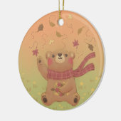 De herfstbladeren van de teddybeer keramisch ornament (Links)