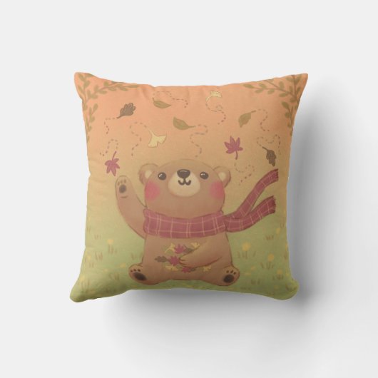 De herfstbladeren van de teddybeer kussen (Achterkant)