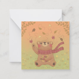 De herfstbladeren van de teddybeer notitiekaartje