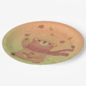 De herfstbladeren van de teddybeer papieren bordje (Gekanteld)