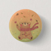 De herfstbladeren van de teddybeer ronde button 3,2 cm (Voorkant)