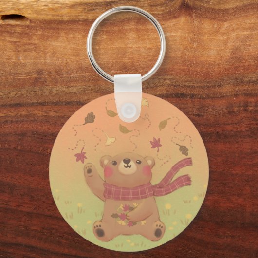 De herfstbladeren van de teddybeer sleutelhanger (Voorkant)
