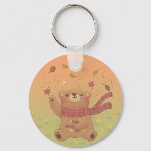 De herfstbladeren van de teddybeer sleutelhanger (Achterkant)