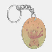 De herfstbladeren van de teddybeer sleutelhanger (Voorkant Links)