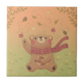 De herfstbladeren van de teddybeer tegeltje (Voorkant)