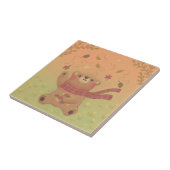 De herfstbladeren van de teddybeer tegeltje (Zijkant)