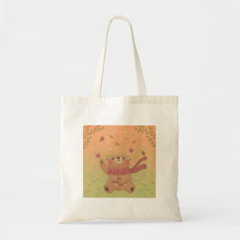 De herfstbladeren van de teddybeer tote bag