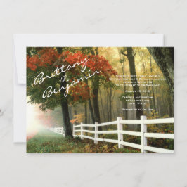 De herfstbomen vallen uit het hek van het hek kaart