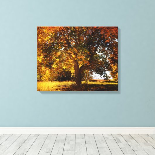 De herfstboom canvas afdruk (Insitu (Houten vloer))