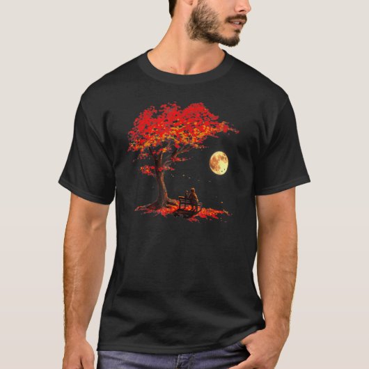 De herfstdaling vertrekt moonastronaut met kat bui t-shirt (Voorkant)