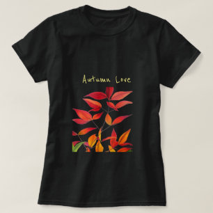 De herfstliefde slogan Autumn verlaat waterverf T-shirt