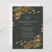 De herfstolieramp droogde de Greenery Wreath Weddi Kaart (Voorkant)