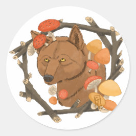 De herfstwolf OC Ronde Sticker