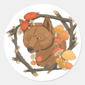 De herfstwolf OC Ronde Sticker
