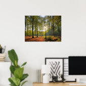 De herfstzon in het bos poster (Thuiskantoor)
