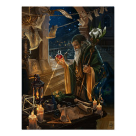 De Hermit kaartillustratie - alchemie kunst Perfect Poster