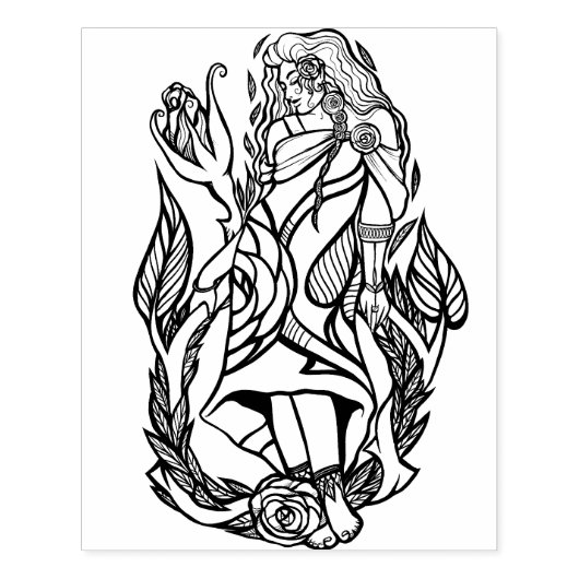 De Hermit Roos Goddess Rubberstempel (Afrduk)