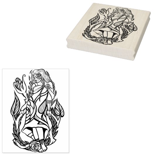 De Hermit Roos Goddess Rubberstempel (Gestempeld)
