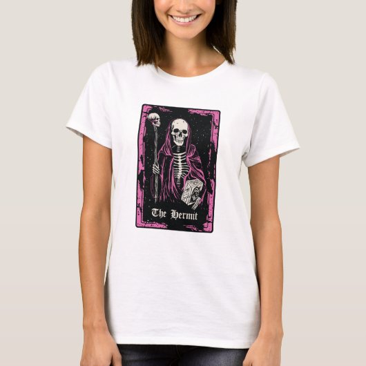 De Hermit Skeleton Tarot T-shirt (Voorkant)