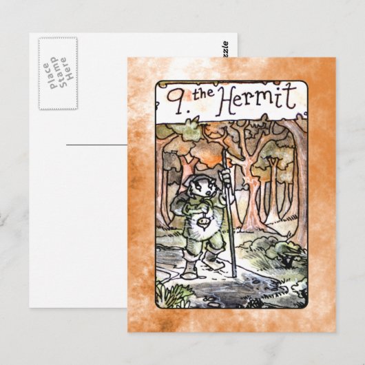 De Hermit Tarot-kaart Briefkaart (Voorkant / Achterkant)