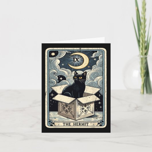 De Hermit Tarot Kaart Cat in de doos Mystic Funny (Voorkant)