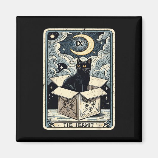 De Hermit Tarot Kaart Cat in de doos Mystic Funny  Magneet (Voorkant)