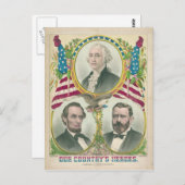 De Heroes Washington Lincoln Grant van ons land Briefkaart (Voorkant / Achterkant)