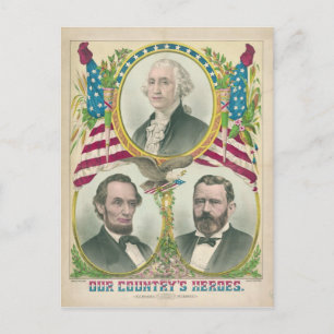 De Heroes Washington Lincoln Grant van ons land Briefkaart