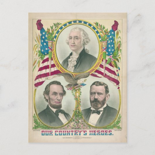 De Heroes Washington Lincoln Grant van ons land Briefkaart (Voorkant)