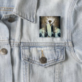 De heropleving van Alien Jesus Vierkante Button 5,1 Cm (In situ)