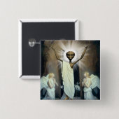 De heropleving van Alien Jesus Vierkante Button 5,1 Cm (Voorkant /achterkant)