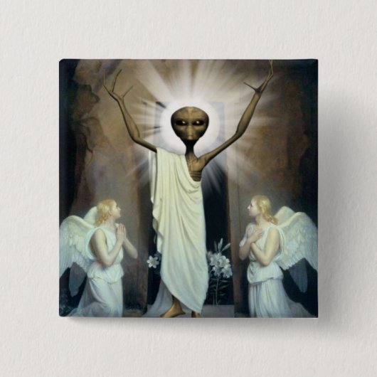 De heropleving van Alien Jesus Vierkante Button 5,1 Cm (Voorkant)