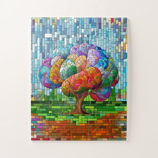 De hersenen boom kleurrijk mozaïek legpuzzel (Verticaal)