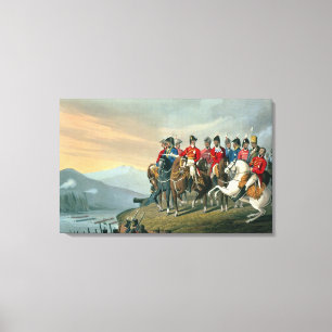 De hertog van Wellington en zijn staf die de Canvas Afdruk