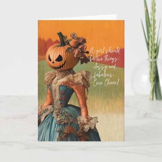 De hertogin Pumpkinhead | Surrealistische Hallowee Kaart (Voorkant)