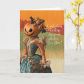 De hertogin Pumpkinhead | Surrealistische Hallowee Kaart (Gele Bloem)