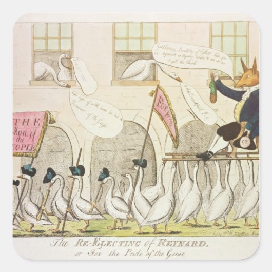De herverkiezing van Reynard of Fox Vierkante Sticker (Voorkant)